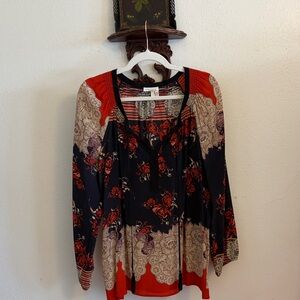 Anthropologie long sleeve silk Blouse